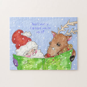 Santa and Rudolf with the list Jigsaw Puzzle