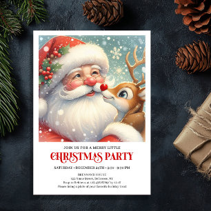 Santa and Rudolph Winter Holiday Party Invitation