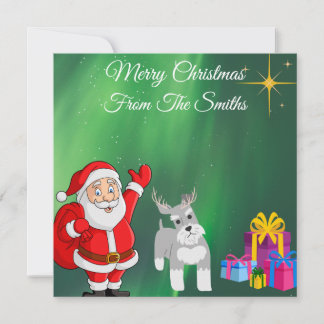 SANTA AND SCHNAUZER CUSTOM CHRISTMAS CARD