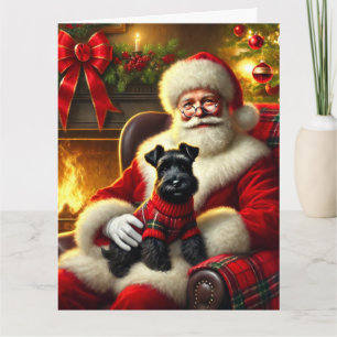Santa and Scottish Terrier in Festive Sweater Card