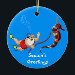 Santa and Seahorse Ornament (blue)<br><div class="desc">Not just for Christmas,  our Scuba Diving and inspirational ornaments make great gifts for all your scuba diving family and friends. Put your own special greeting on the back,  or change a greeting on the front. Just click he customize button when ordering.</div>