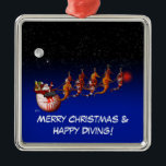Santa and Seahorse Sleigh Ornament<br><div class="desc">Not just for Christmas,  our Scuba Diving and inspirational ornaments make great gifts for all your scuba diving family and friends. Put your own special greeting on the back,  or change a greeting on the front. Just click he customize button when ordering.</div>