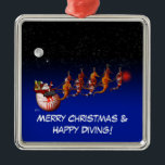 Santa and Seahorse Sleigh Ornament<br><div class="desc">Not just for Christmas, our Scuba Diving and inspirational ornaments make great gifts for all your scuba diving family and friends. Put your own special greeting on the back, or change a greeting on the front. Just click he customize button when ordering.</div>
