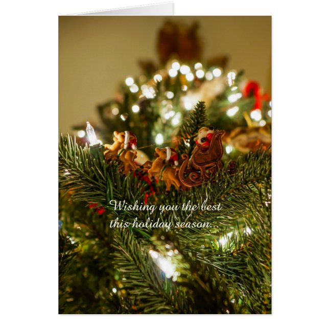 Santa And Sleigh Christmas Card (Front)