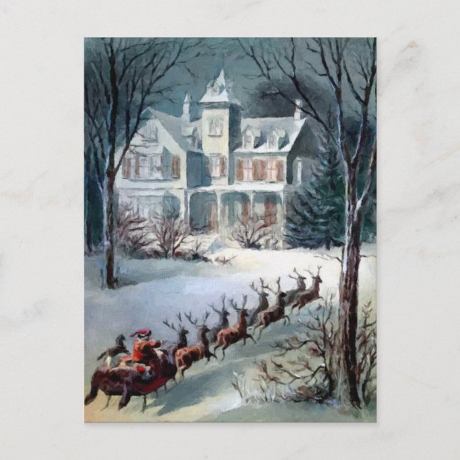 Santa and Sleigh Holiday Postcard (Front)