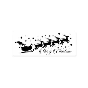 Santa and Sleigh Rubber Stamp