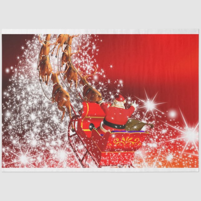 Santa and Sleigh Tissue Paper (Front)