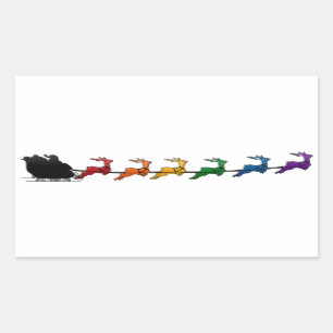Santa and Sleigh with LGBTQ Pride Rainbow Reindeer Sticker