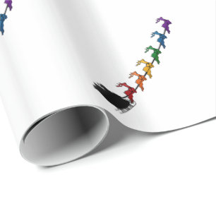 Santa and Sleigh with LGBTQ Pride Rainbow Reindeer Wrapping Paper