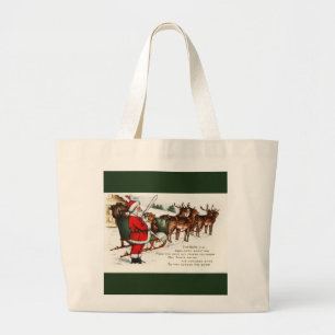 Santa and Sleigh with Reindeer Jumbo Tote Bag