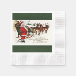 Santa and Sleigh with Reindeer Paper Napkin
