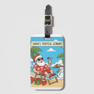 Santa and Snowman at the Beach Luggage Tag