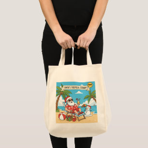 Santa and Snowman at the Beach Tote Bag