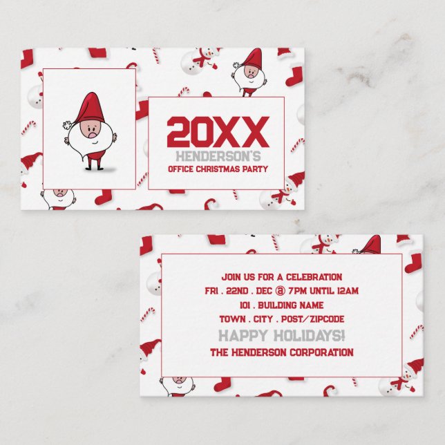 Santa and Snowman, Christmas Party Ticket Enclosure Card (Front/Back)