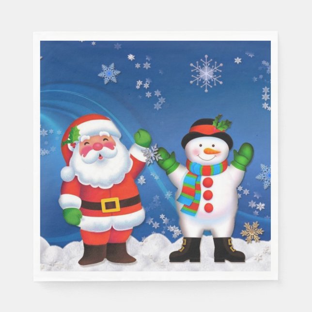 Santa and Snowman Napkin (Front)