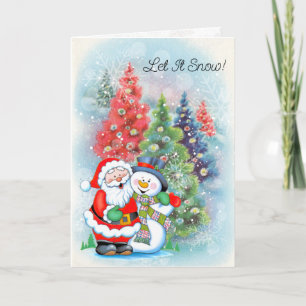 Santa and Snowman Personalize Christmas Card