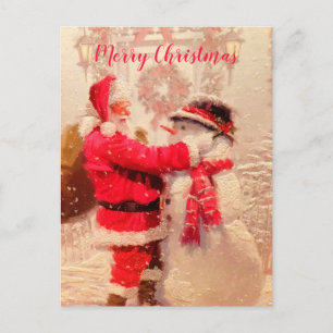 Santa and Snowman Postcard