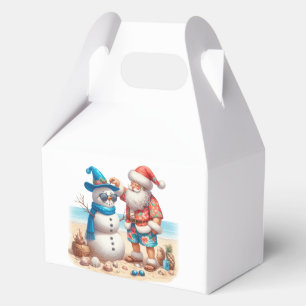 Santa and Snowman Tropical Island Christmas Favor Box
