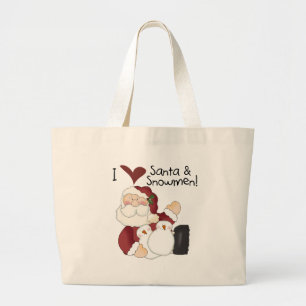 Santa and Snowmen T-shirts and Gifts Large Tote Bag