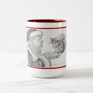 Santa and Squirrel Two-Tone Coffee Mug