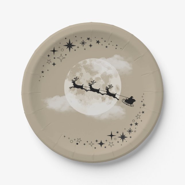 Santa and the moon paper plates (Front)