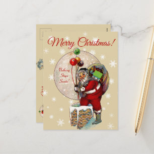 Santa and the Narrow Chimney Christmas Postcard