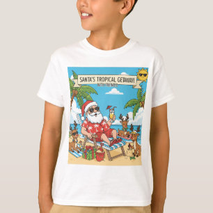 Santa and the Reindeers Tropical Getaway T-Shirt