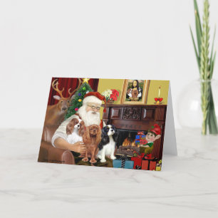 Santa and Three Cavaliers Holiday Card