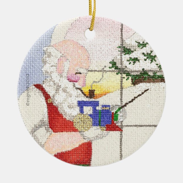Santa and train ornament (Front)
