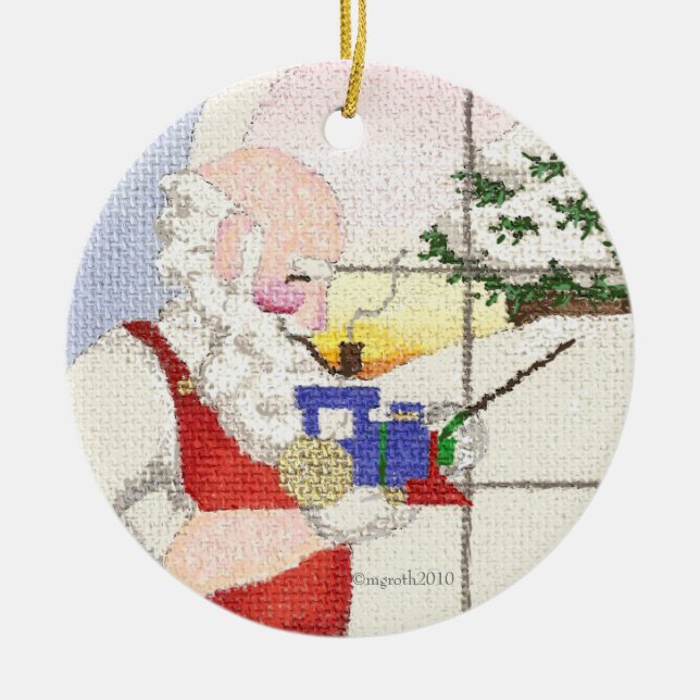 Santa and train ornament (Front)