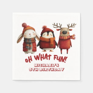 Santa Animals Festive Xmas Kids' Birthday Party  Napkin