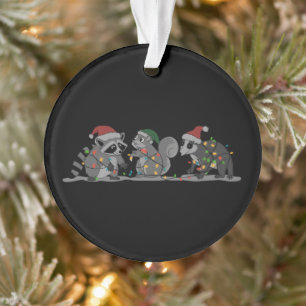 Santa Animals Xmas Silly Racoon Opossum Squirrel Ornament