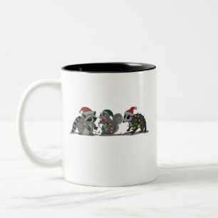 Santa Animals Xmas Silly Racoon Opossum Squirrel Two-Tone Coffee Mug