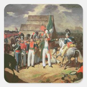Santa Anna defies the Spanish troops Square Sticker