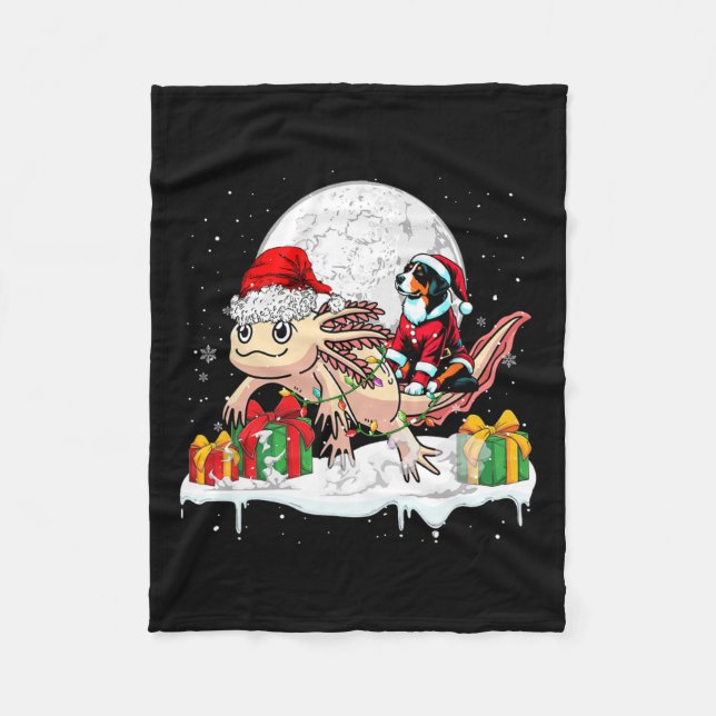 Santa Appenzeller Sennenhund Riding Axolotl Christ Fleece Blanket (Front)