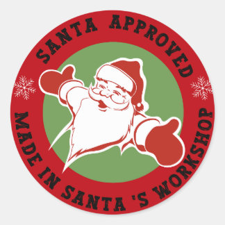 Santa Approved Christmas Gift Red Classic Round Sticker