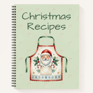 Santa Apron Christmas Recipes Notebook