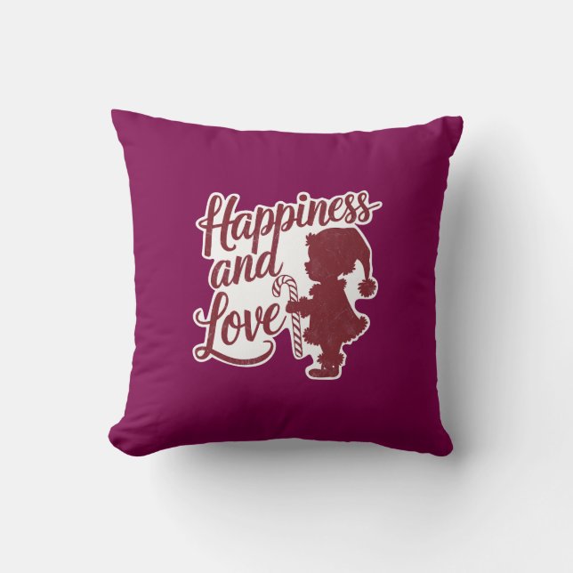 Santa as a Toddler – Happiness & Love Throw Pillow (Front)