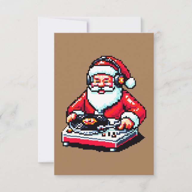 Santa as DJ: 8-Bit Christmas Cheer Card (Front)