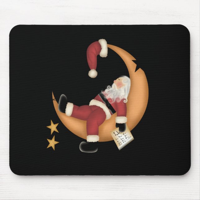 Santa Asleep on Moon Mouse Pad (Front)