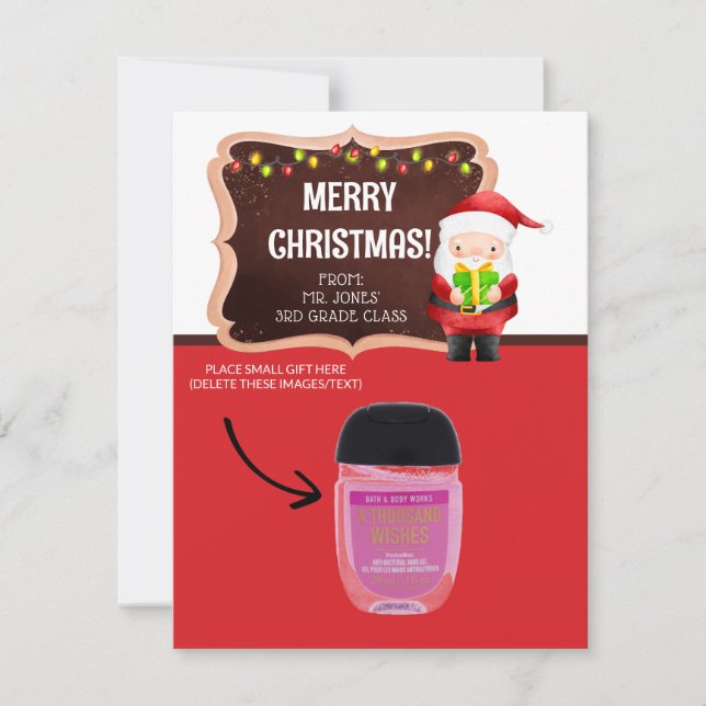 Santa at Chalkboard, Personalized Gifting Cards (Front)