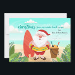 Santa At The Beach Christmas Card<br><div class="desc">A delightful Christmas card featuring Santa at the beach. (Vector created by jcomp - www.freepik.com). The card is easy to customize with your wording, font and font colour. Not exactly what you're looking for? All our products can be custom designed to meet your needs at no extra charge. Simply contact...</div>