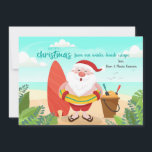 Santa At The Beach Christmas Card<br><div class="desc">A delightful Christmas card featuring Santa at the beach. (Vector created by jcomp - www.freepik.com). The card is easy to customize with your wording, font and font colour. Not exactly what you're looking for? All our products can be custom designed to meet your needs at no extra charge. Simply contact...</div>