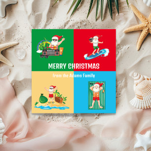 Santa at the Beach Flat Holiday Card