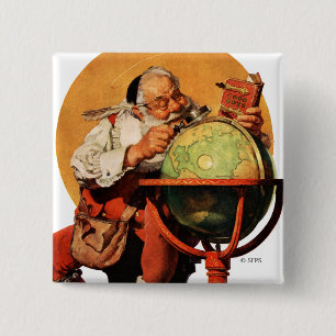 Santa at the Globe 2 Inch Square Button