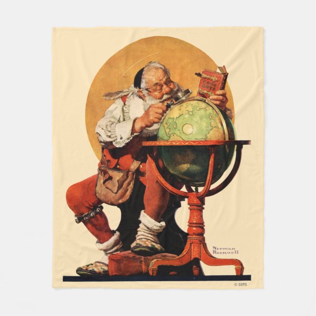 Santa at the Globe Fleece Blanket (Front)