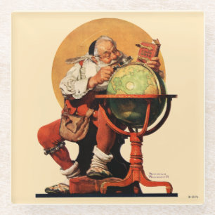Santa at the Globe Glass Coaster
