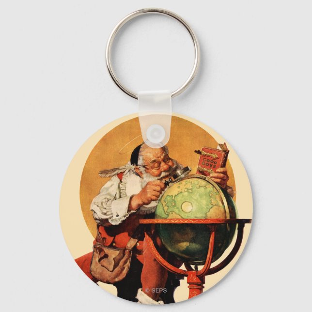 Santa at the Globe Keychain (Front)