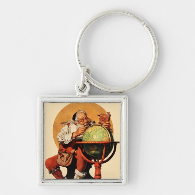 Santa at the Globe Keychain (Front)