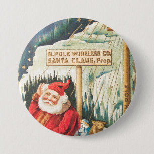 Santa at the North Pole Wireless Company Button